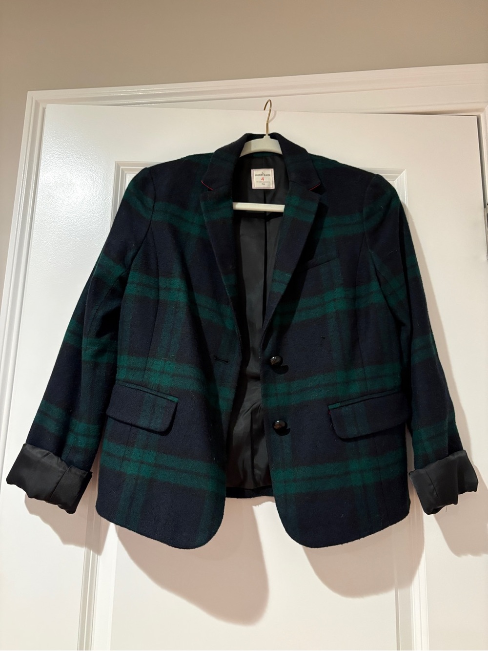 GAP Women’s The Academy Blazer Navy & Green Plaid Sport Coat Blazer